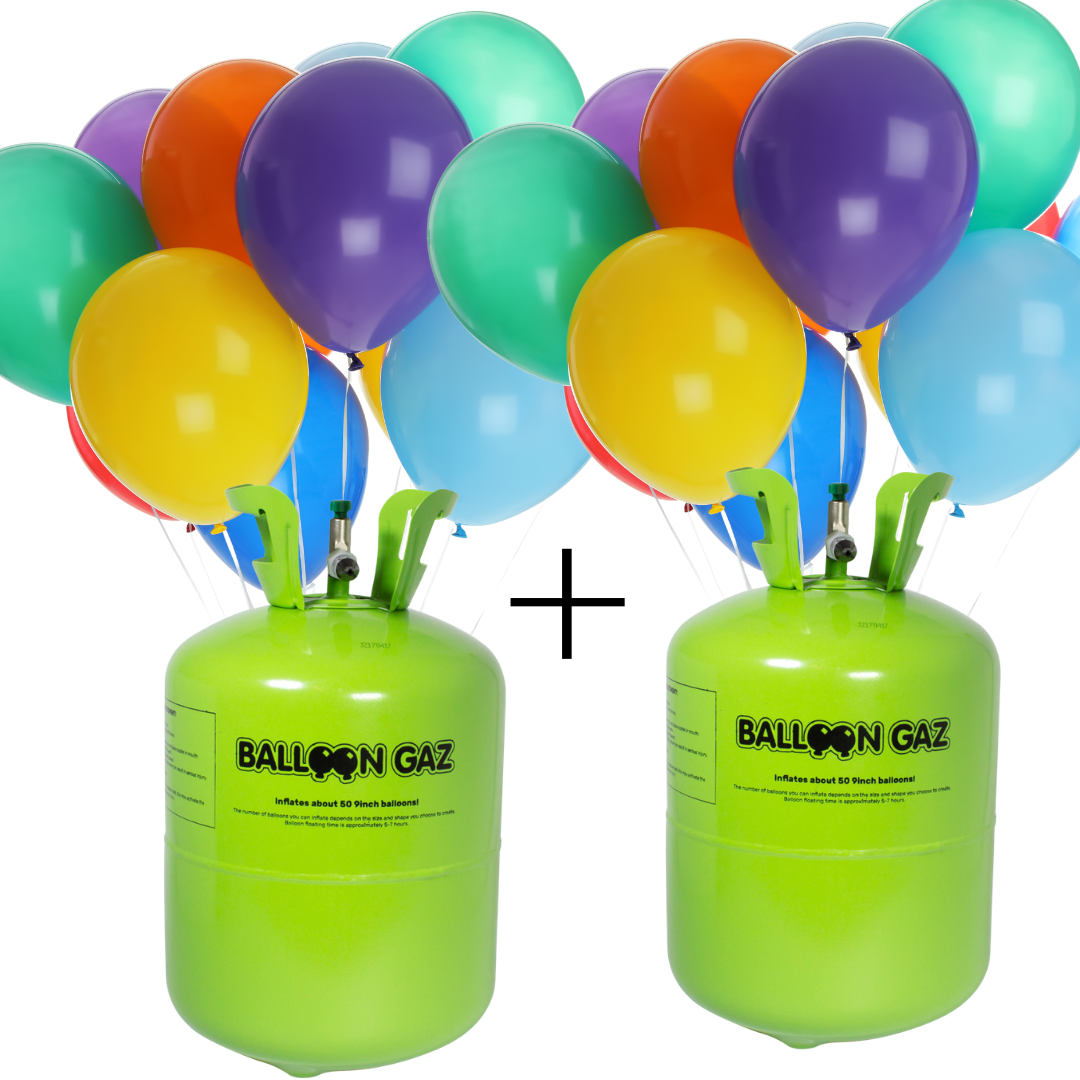 2x Helium Tank met Gekleurde Ballonnen - 100stk afbeelding