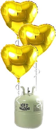 Helium Tank met Gouden Hartjes Folie Ballonnen - 10 stk afbeelding