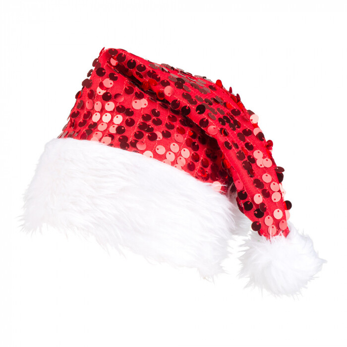 Kerstmuts Pailletten Rood afbeelding