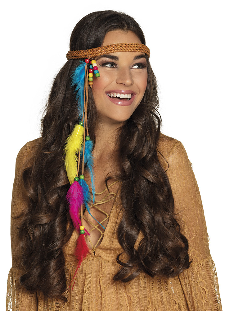 Hippie Hoofdband met gekleurde veren afbeelding