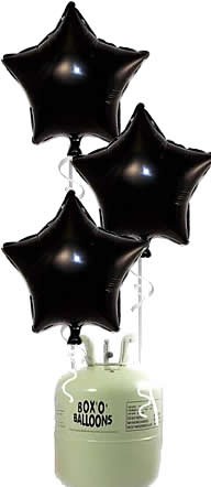 Helium Tank met Zwarte Ster Folie Ballonnen - 10 stk afbeelding