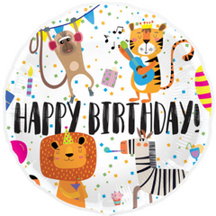 Folieballon Happy Birthday Dieren - 45cm afbeelding