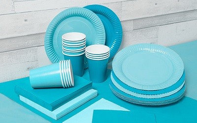 Blauwe wegwerpservies