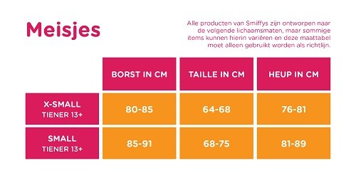 Maattabel Smiffys meisjes