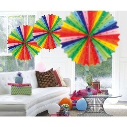 Regenboog Honeycomb Waaier - 45cm