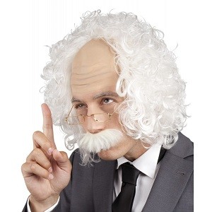 Pruik Einstein met Snor en Bril