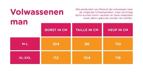 Maattabel Boland heren